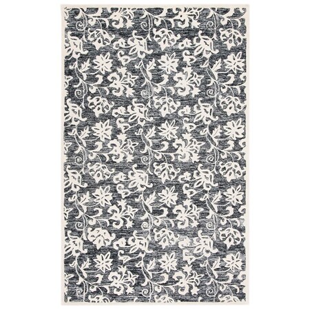 Safavieh 3 x 5 ft. Metro Contemporary Rectangle Area Rug Black & Ivory MET853Z-3